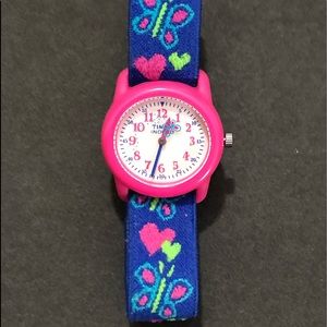 Timex watch with hearts and butterflies.